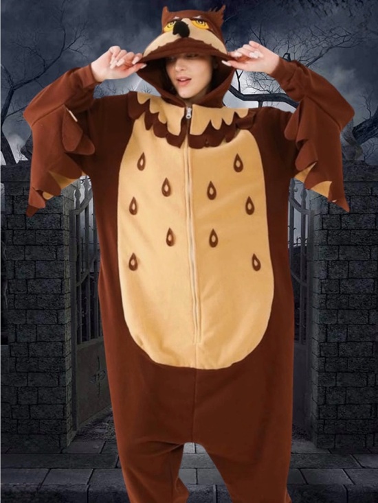 Other - Halloween Brown Owl Adults Onesie - Cozy Hooded Jumpsuit